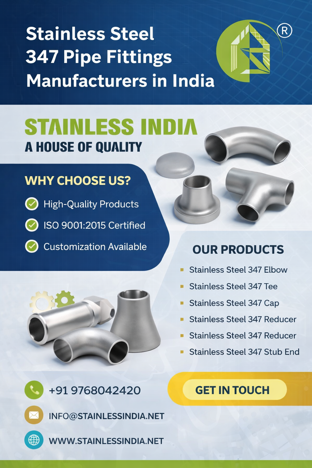 SS 347H Elbow Exporter from India