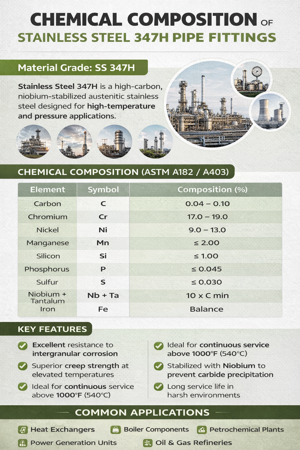 SS 347H Elbow for Petrochemical Industry