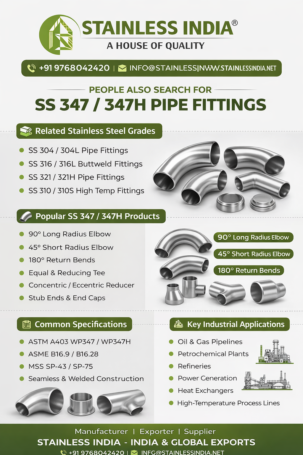 SS 347H Elbow Quality Inspection