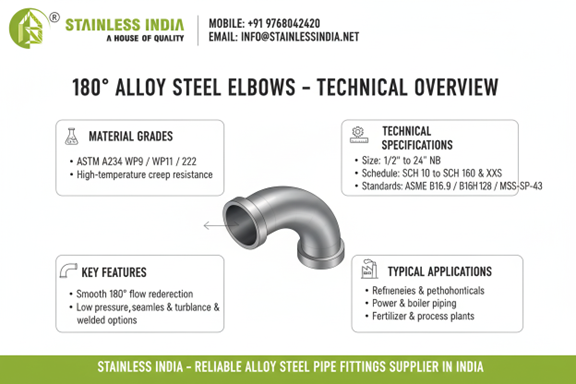 Alloy Steel Long Radius 180 Degree Elbow