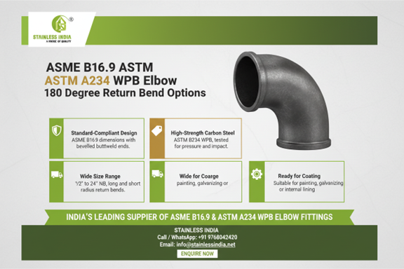 180 Degree Carbon Steel Elbow Manufacturer in India